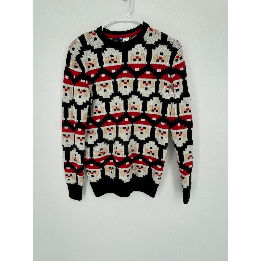 H&M Divided Santa Face Christmas Sweater Womens XS Retro Novelty Holiday Festive